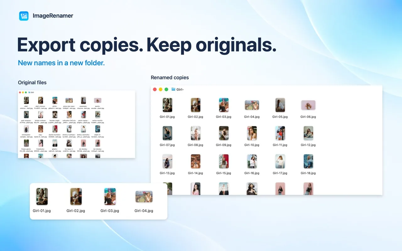 Export renamed copies